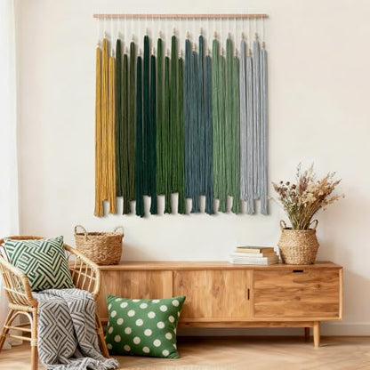 Macrame Wall Hanging Large Boho Home Decor Aesthetic Modern Chic Wall Art - color: Green