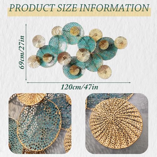 edaknez Large Metal Wall Art Decor, 47x27 Metal Lotus Leaf Wall Sculpture - color: B 47 inch x 27 inch