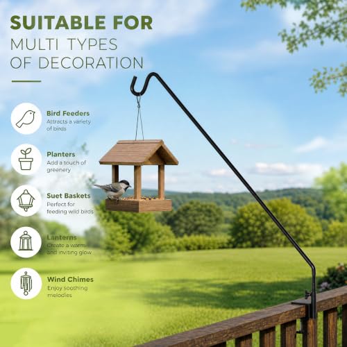 MIXXIDEA Heavy Duty Extensible Deck Hook - Adjustable for Hanging Bird Feeders, Plants, Wind Chimes, Lanterns - size: 43in Long Deck Hook-1 Pack