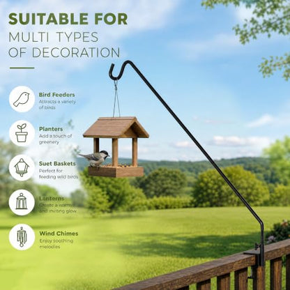 MIXXIDEA 2 Pack Heavy Duty Extensible Adjustable Deck Hooks for Hanging Bird Feeders, Plants, Suet Baskets, Wind Chimes, Lanterns - size: 43in Long Deck Hook-2 Packs