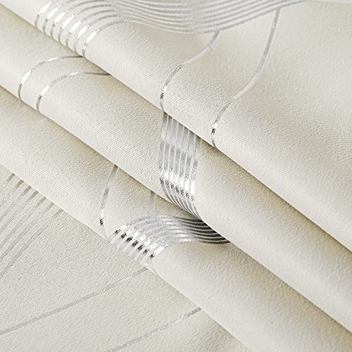 NICETOWN Bedroom Curtains Small Blackout Panels, Beige, Set of 2, 42 by 48 Inch, Window Treatment Thermal Insulated Solid Grommet Blackout Wave Line Foil Print Design Curtains for Kitchen, Cafe, Loft - color: 1 - Beige, size: 42"W x 48"L (Pack of 2)