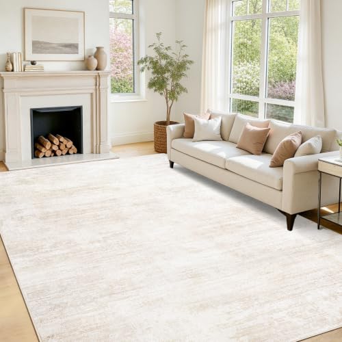 Tosuoka 5x7 Area Rugs for Living Room, Washable Beige Cream Abstract Rug - color: Beige/Cream, size: 5' x 7' (Rectangular)