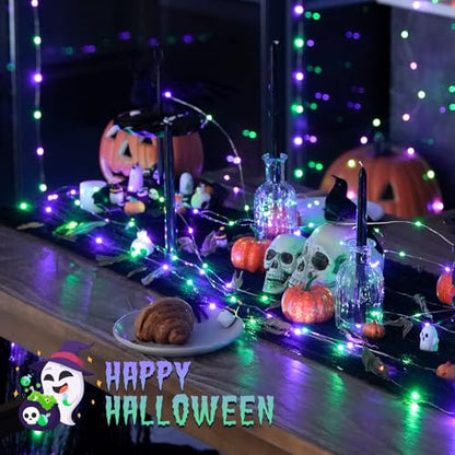JMEXSUSS 200 LED Purple and Green Halloween Fairy Lights Plug in - color: Purple Green, size: 66FT 200LED