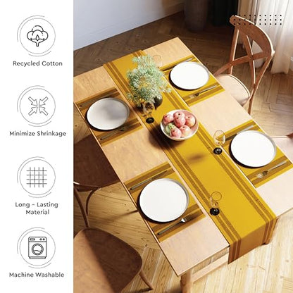 Encasa XO Table Runner, Yarn Dyed Ribbed Cotton 13"x94" - color: Ladder Yellow, size: 13x94 in