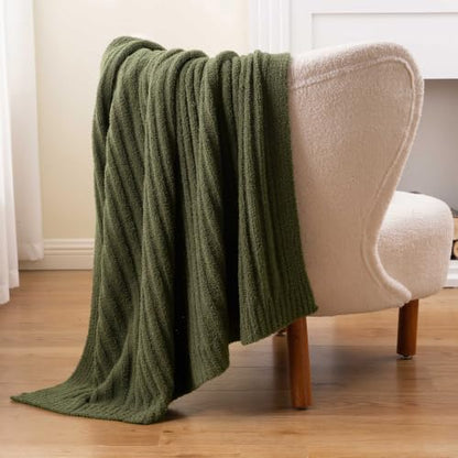Battilo Olive Green Throw Blankets for Couch, Soft Throw Blanket, 60"x80" - color: Olive Green, size: 60"x80"