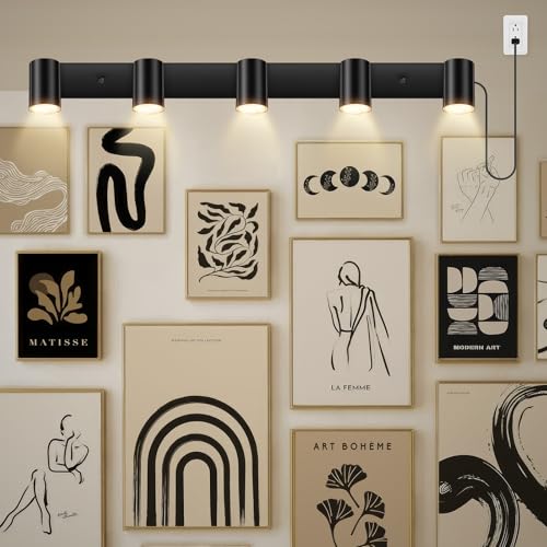 BoostArea LED Plug in Track Light Kit, Matte Black 5-Light - color: 5 Light-Black