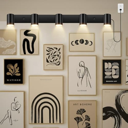 BoostArea LED Plug in Track Light Kit, Matte Black 5-Light - color: 5 Light-Black