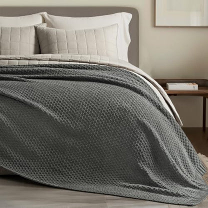 EVERGRACEHOME Chunky Chenille Knit Throw Blanket, 108x92, Charcoal Gray - color: Charcoal Gray, size: 108" X 92"