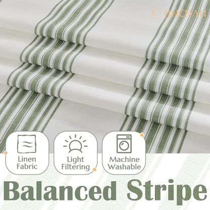jinchan Linen Balanced Stripe Valances for Window 16 inch,Green,1 Panel - color: Balanced Stripe | Green, size: 50"W x 16"L (Pack of 1)