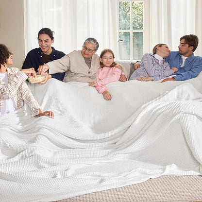 Bedsure 100% Cotton Big Oversized King Blanket, Waffle Weave, White - color: 01 White, size: Oversized King (120" X 94")