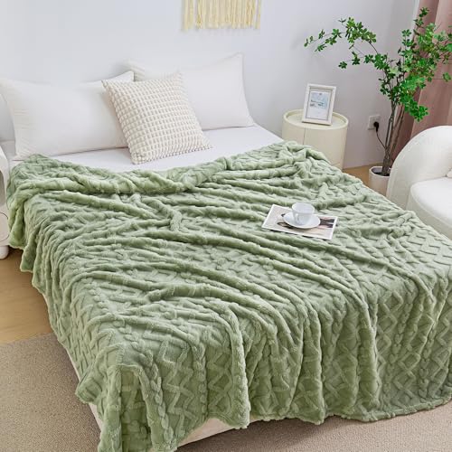 Aganear Fleece Throw Blanket for Couch Sofa 50"x60" Sage Green - color: Sage Green, size: Throw(50×60in)