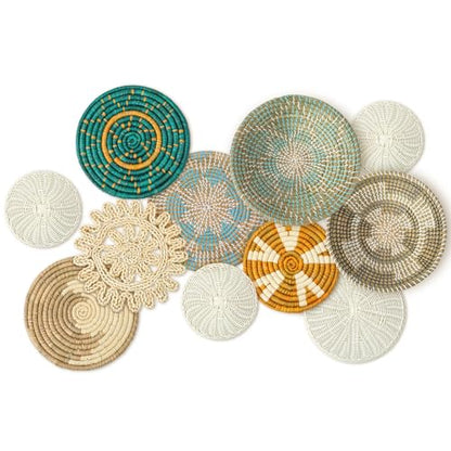 Tatuo 11 Pcs Boho Wall Basket Decor Woven Wall Hanging Art, Bright - style: Bright