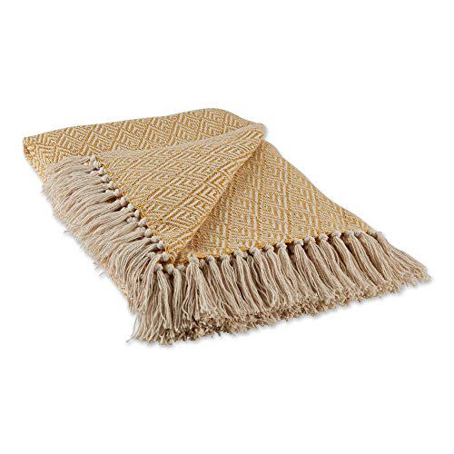 DII Diamond Throw Collection Cotton Woven, 50x60, Honey Gold - color: Honey Gold, size: 50x60"