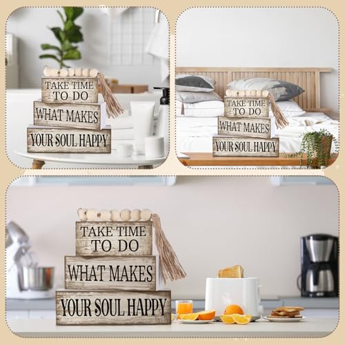 Yuntau 4 Pcs Farmhouse Tabletop Decoration Inspirational Tiered Tray Decor - style: Inspirational