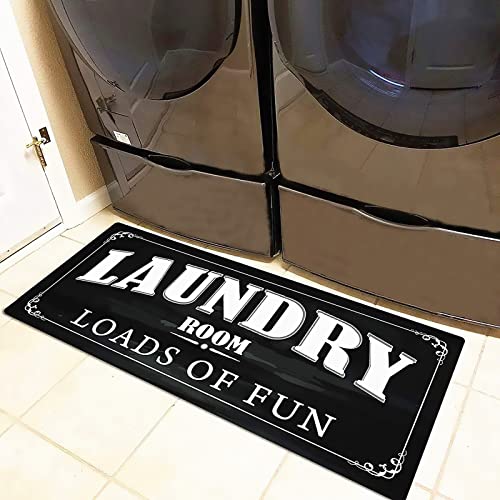 UKELER Farmhouse Laundry Room Rug, 20''x59'', Non-Slip, Waterproof, Microfiber and Rubber Backing, Modern, Runner, Unisex, Indoor, Machine Washable, Rug - color: E, size: 20×59 in