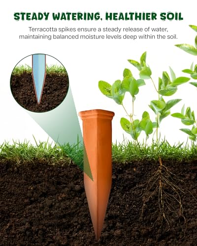 Plant Watering Devices, Self Watering Spikes, Self Watering Planter Insert, Terracotta Watering Spikes, Plant Watering Spikes, Vacation Plant Watering Devices, Water Plants While Away - color: Terracotta - 10 Pcs (Pack of 1)