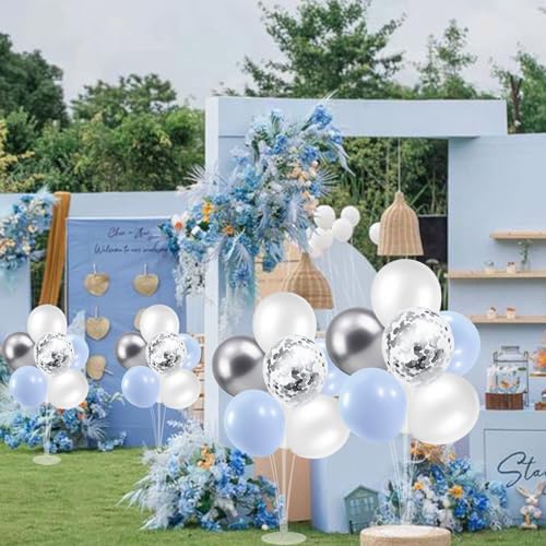 ZJDHPTY 4Set Light Blue Silver Balloon Stand Table Centerpieces Party Decor - color: Light Blue Silver 4