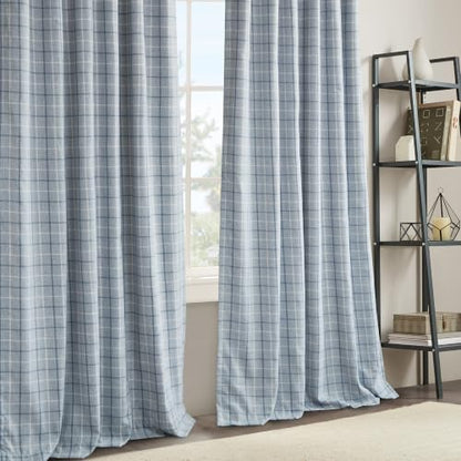 Madison Park Plaid Curtain Thermal Insulated, 1 Panel, 50x84 Denim Blue - color: Rod Pocket & Back Tab, Denim Blue, size: 50"W x 84"L (Pack of 1)