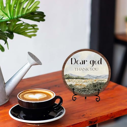 Christian Desk Decor, Dear God Thank You Wood Sign, Religious Gifts For Woman Man, Living Room Decor And Accessories, Bible Verse Home Office Decorations For Table Shelf -c08 - style: Dear God 3