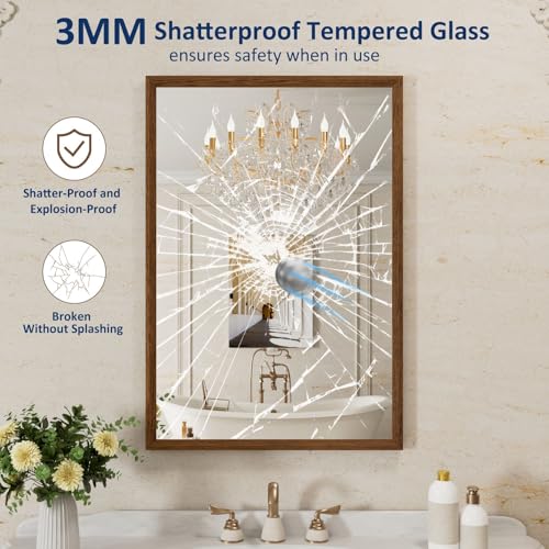 WEER Bathroom Vanity Mirror Walnut 24X36 Inch - color: Walnut, size: 24"L x 36"W