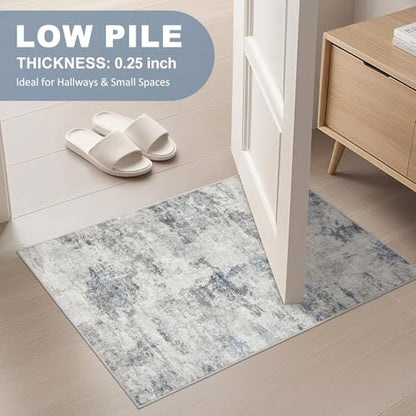DMOYEST 2x3 Small Area Rug Washable Entryway Rugs Abstract Carpet - color: Grey Blue, size: 2' x 3' (Rectangular)