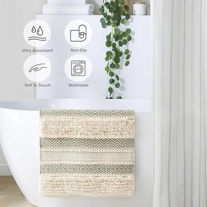 INK+IVY Asher Non-Slip Bath Rug Absorbent Quick Dry, 20 x 32, Sage Green - color: Sage Green, size: 1'8" x 2'8" (Rectangular)