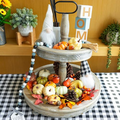 Winlyn 46 Pcs Assorted Small Artificial Pumpkins and Gourds with Acorns Pinecones Maple Leaves Fall Harvest Decor Set for Autumn Party Table Centerpiece Thanksgiving Halloween Wreaths Vase Bowl Filler