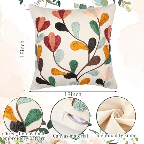FuWeave 2 Pcs Hydrangea Pillow Covers 18x18, Colorful - color: Colorful, style: Leaves
