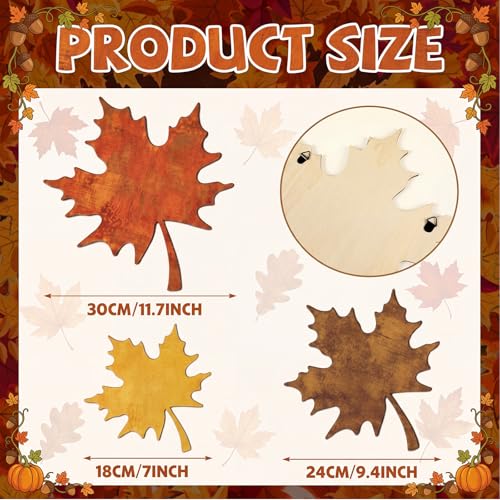 CroBlissful 6 Pcs Fall Maple Leaves Wall Decor Autumn Wooden Wall Art - size: 9.45 in, style: Solid
