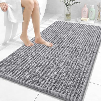 OLANLY Large Bathroom Rugs 44x32, Thick Soft Absorbent Chenille Bath Rugs - color: Grey, size: 44" x 32"