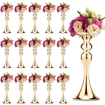 Sadnyy 16 Pcs Gold Metal Flower Vase, 12.6 Inch Wedding Table Centerpiece - color: Gold, size: 12.6 Inch