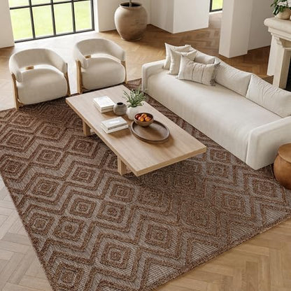 Nourison Home Versatile Brown 6' x 9' Area Rug - Easy Clean, Non Shedding, Bed Room, Living Room, Dining Room, Kitchen (6' x 9') - color: Brown, size: 6' x 9' (Rectangular)