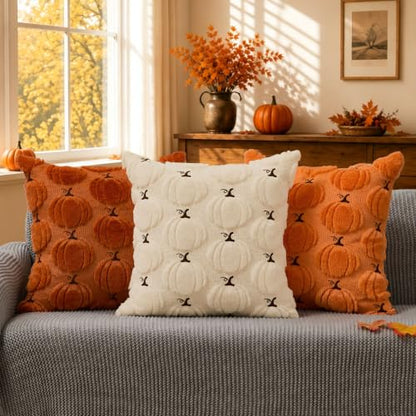 DFXSZ Fall Pillow Covers 20x20 Set of 2 Rust Pumpkin Embroidery - color: Rust, size: 20" x 20" (Pack of 2)