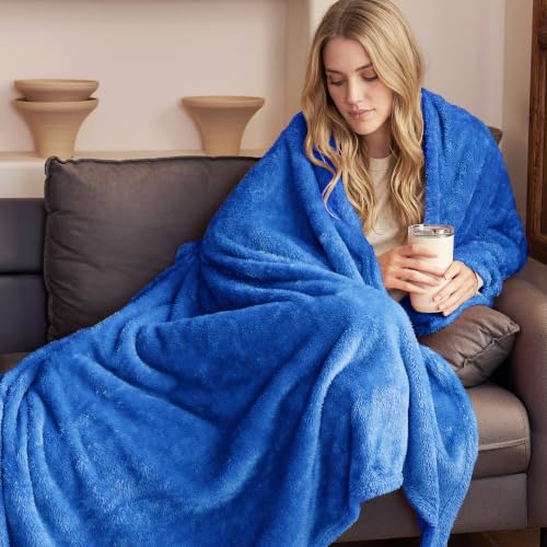 Exclusivo Mezcla Fuzzy Large Fleece Throw Blanket for Couch, Cobalt Blue - color: Cobalt Blue, size: 50x70 IN
