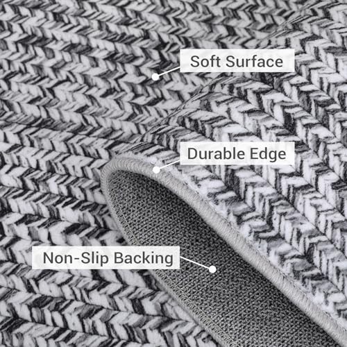 ROYHOME Washable Area Rug Print Braided Area Rugs for Entryway - color: Grey, size: 3' x 5' (Rectangular)