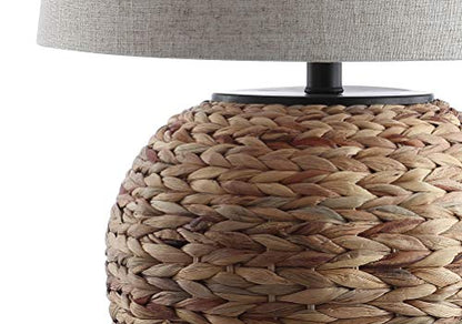 JONATHAN Y Alaro Table Lamp Woven Water Hyacinth Basket 24.5", Natural - color: Natural