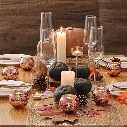 Volens Round Rose Gold Votive Candle Holders, 12 Pcs Mercury Glass Votives - color: Rose Gold, size: 12 PACK
