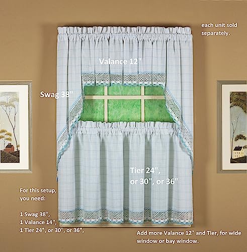 Today's Curtain Adirondack 2-Tone Crochet Tier 24", White/Blue, 60W x 24L - color: White/ Blue, size: 60"W x 24"L (Pack of 1)