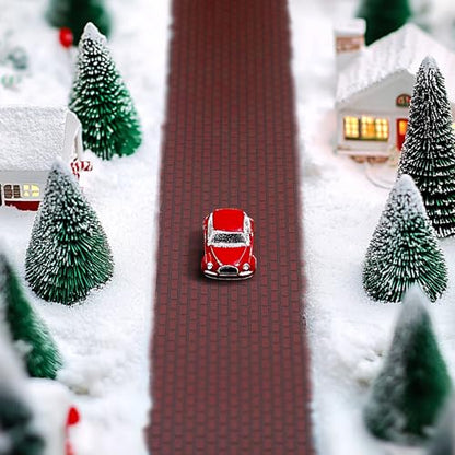 4 Pcs Christmas Village Reddish Brown Brick Road, Xmas Village Accessories - color: 39"x 3.5"-reddish Brown