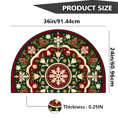 Christmas Half Round Door Mat 24"x36", Non-Slip Indoor Entryway Rug - color: Multicolor-13