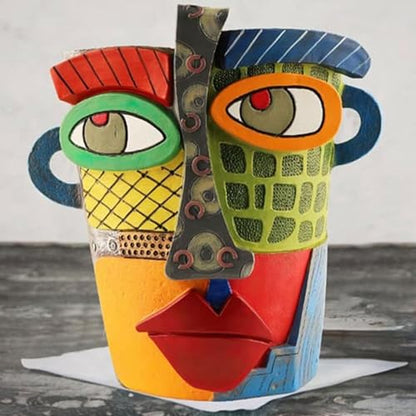 Picasso Pot, Face Planters, Plant Pots Sanxingdui Style, Abstract Head Planter, Handcrafted Planter Resin - Cute and Funky(Modern) - color: Modern