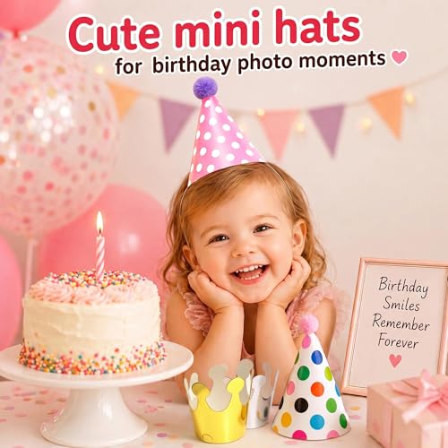 Vesil Mini Kids Birthday Party Hats, Assorted, DIY Assembly Required - color: Hats