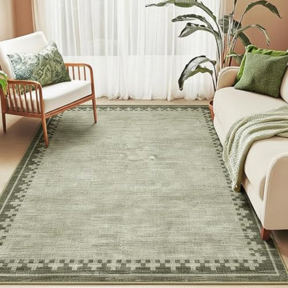 GarveeHome Living Room Rug 4x6 Washable Cross Bordered Soft Throw Carpet - color: Green, size: 4' x 6' (Rectangular)