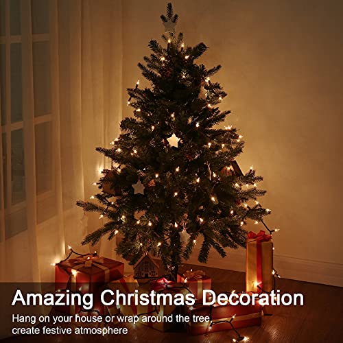 ODEETRONIC Clear Christmas String Lights, 69.6 ft 300 Count Incandescent - color: Warm White-Brown Wire, size: 300 Count Incandescent