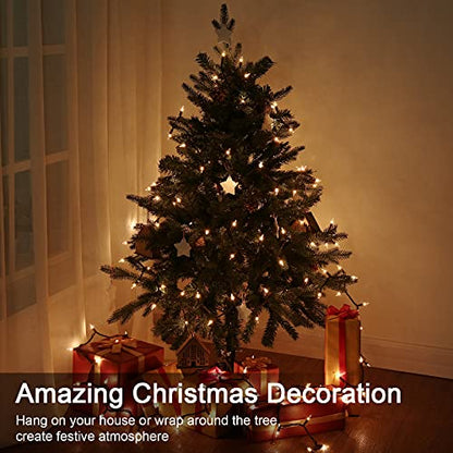 ODEETRONIC Clear Christmas String Lights, 69.6 ft 300 Count Incandescent - color: Warm White-Brown Wire, size: 300 Count Incandescent
