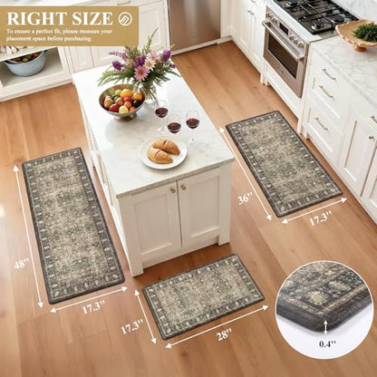 Pauwer Anti Fatigue Kitchen Floor Mats Set of 3, Cushioned Rug, Multi Brown - color: Multi Brown