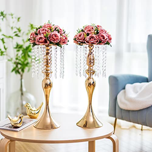 Flower Centerpieces for Wedding Tables: Dusty Rose, 2 Packs - color: Dusty Rose