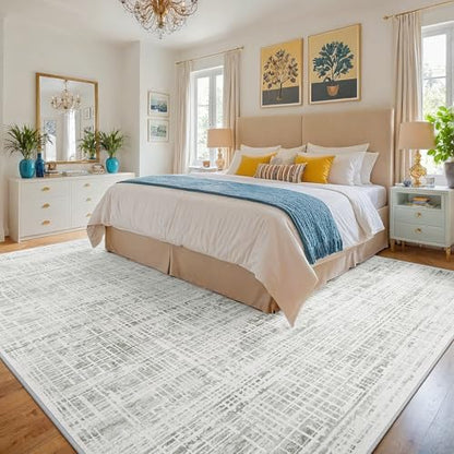 8x10 Washable Area Rug for Living Room Bedroom: Non-Slip Modern White Gray - color: White Gray, size: 8' x 10' (Rectangular)