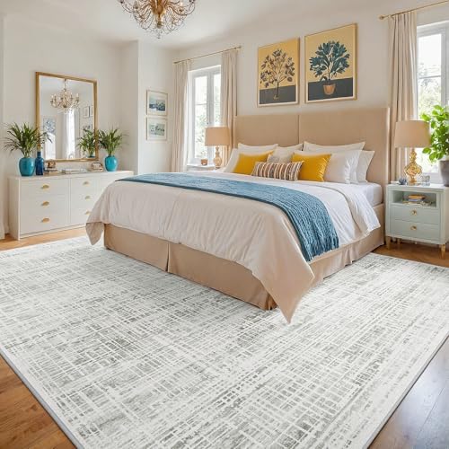 10x12 Washable Area Rug for Living Room Bedroom: Non-Slip Modern White Gray - color: White Gray, size: 10' x 12' (Rectangular)
