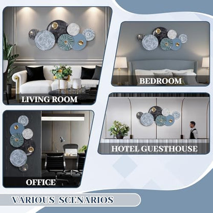 Metal Geometric Round Wall Art Coastal Nautical 3D Wall Decor 53"x25" - color: Style 3